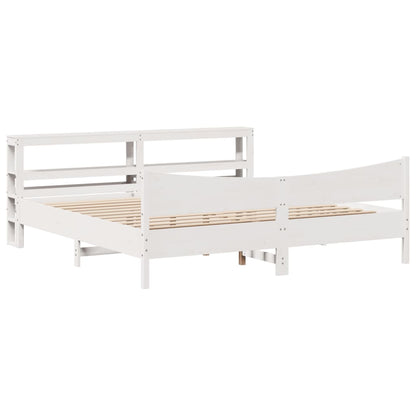 Bed Frame with Headboard White 200x200 cm Solid Wood Pine
