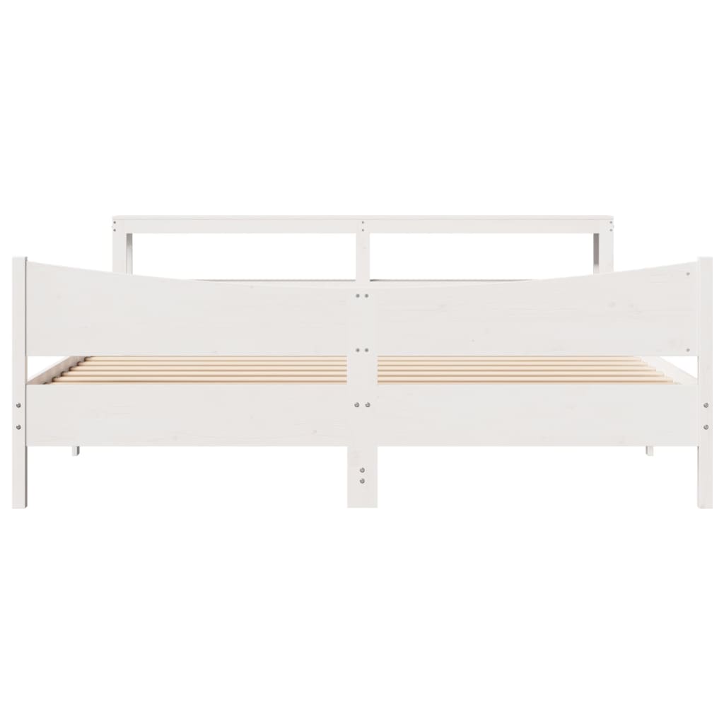 Bed Frame with Headboard White 200x200 cm Solid Wood Pine
