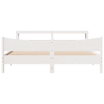 Bed Frame with Headboard White 200x200 cm Solid Wood Pine