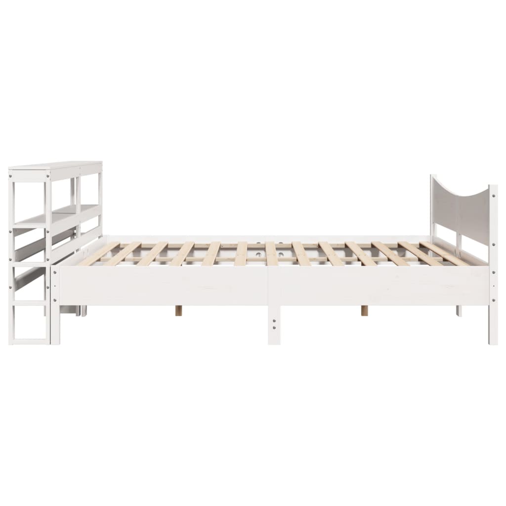 Bed Frame with Headboard White 200x200 cm Solid Wood Pine