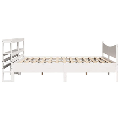 Bed Frame with Headboard White 200x200 cm Solid Wood Pine