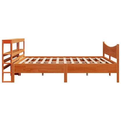 Bed Frame with Headboard Wax Brown 200x200 cm Solid Wood Pine