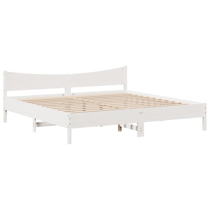 Bed Frame with Headboard White 180x200 cm Super King Solid Wood Pine