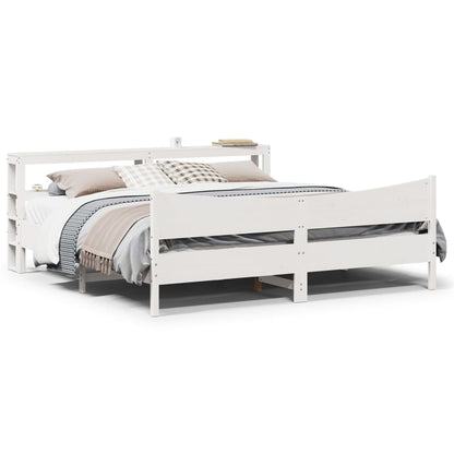 Bed Frame with Headboard White 180x200 cm Super King Solid Wood Pine
