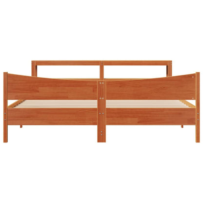 Bed Frame with Headboard Wax Brown 180x200 cm Super King Solid Wood Pine
