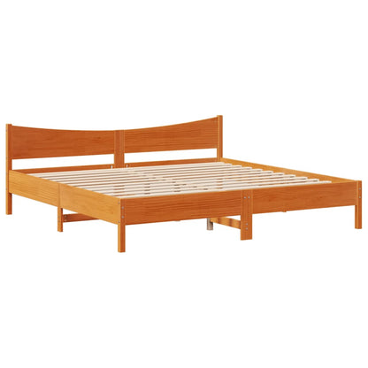 Bed Frame with Headboard Wax Brown 180x200 cm Super King Solid Wood Pine