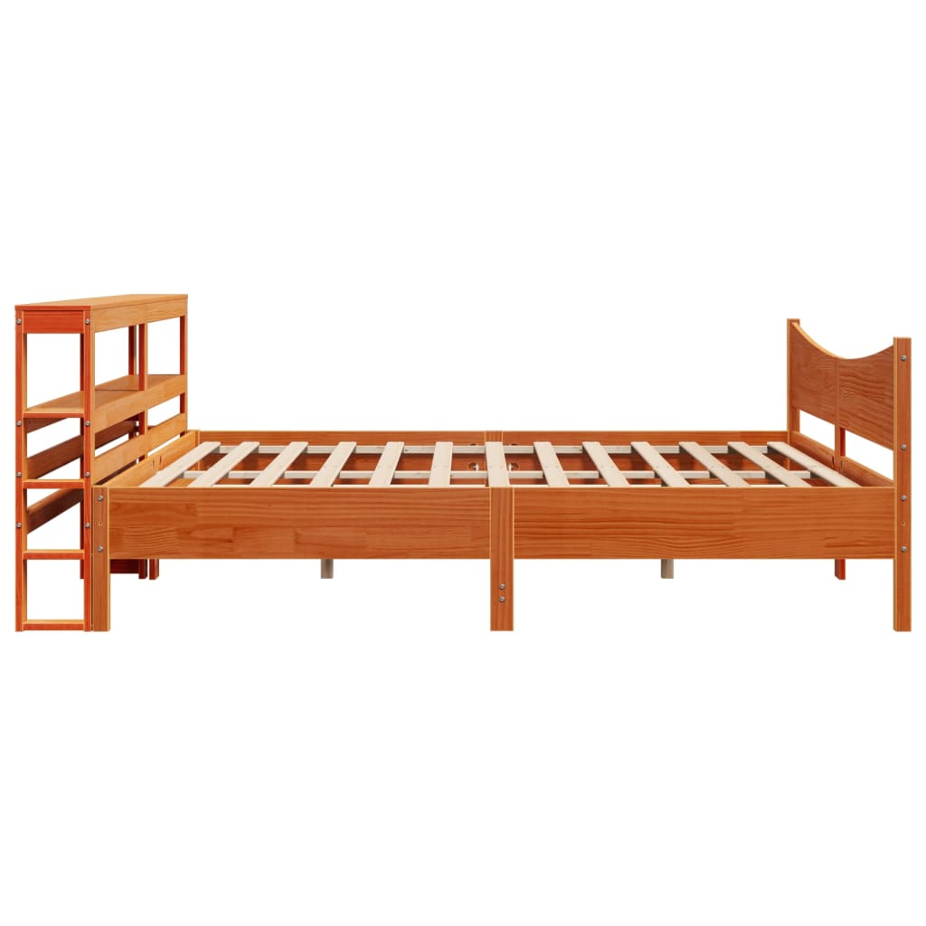 Bed Frame with Headboard Wax Brown 180x200 cm Super King Solid Wood Pine