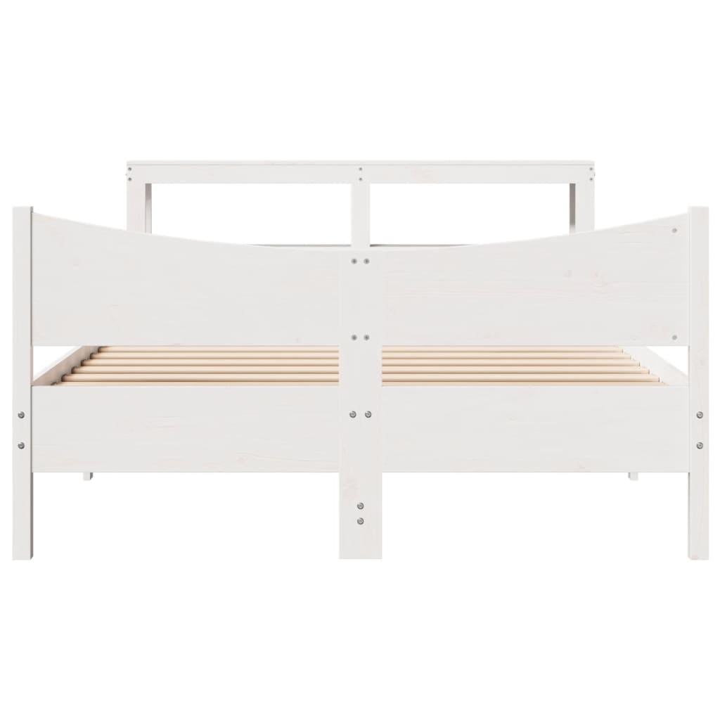 Bed Frame with Headboard White 150x200 cm King Size Solid Wood Pine