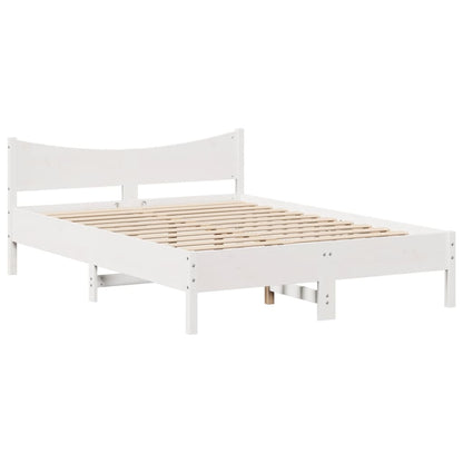 Bed Frame with Headboard White 150x200 cm King Size Solid Wood Pine