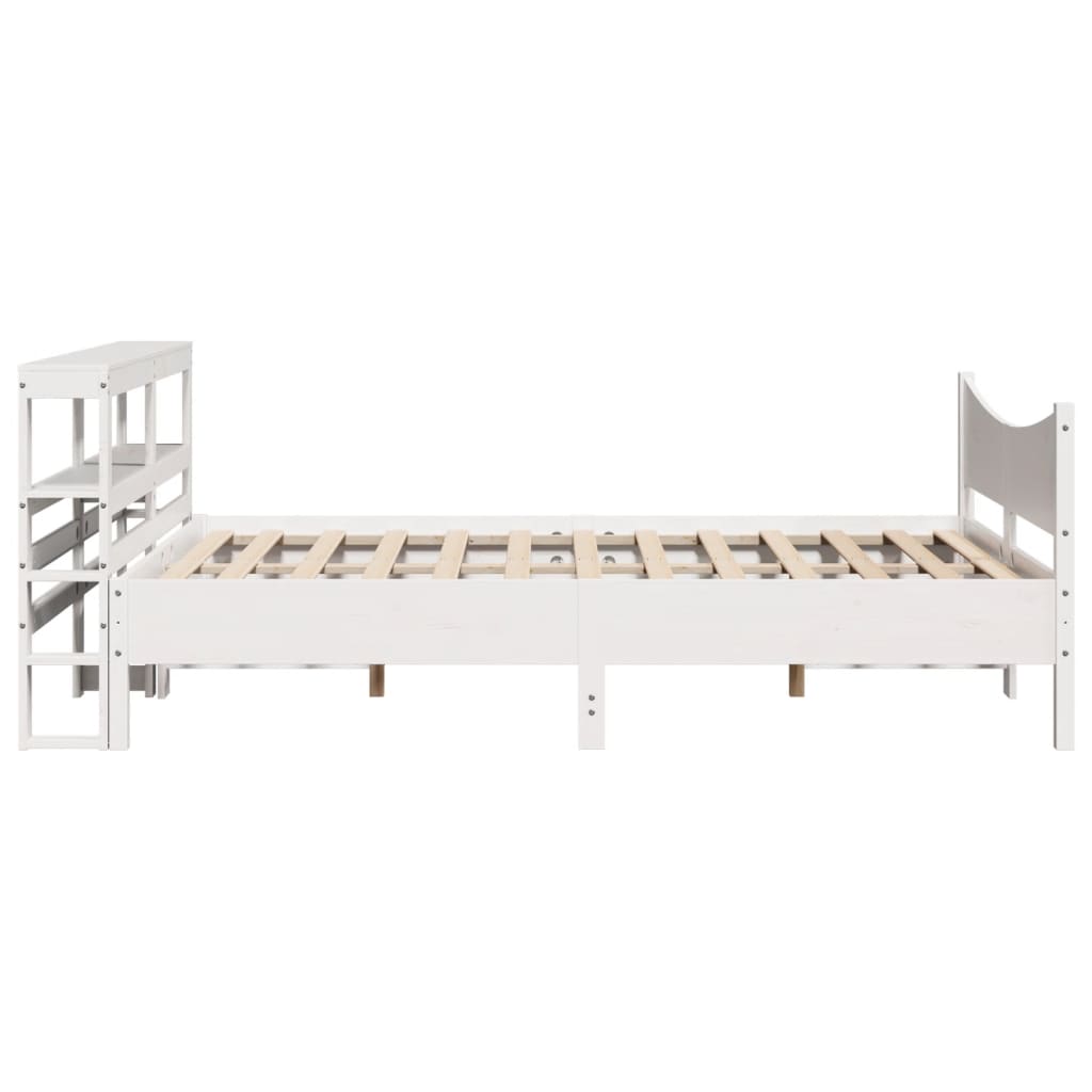 Bed Frame with Headboard White 135x190 cm Double Solid Wood Pine