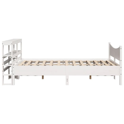 Bed Frame with Headboard White 135x190 cm Double Solid Wood Pine