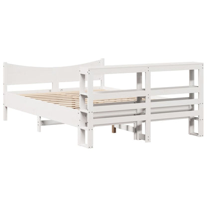 Bed Frame with Headboard White 135x190 cm Double Solid Wood Pine