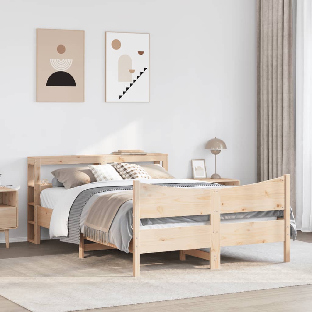Bed Frame with Headboard 120x190 cm Small Double Solid Wood Pine