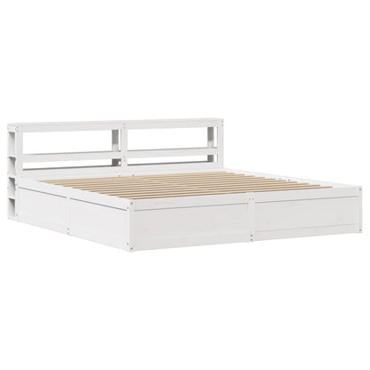 Bed Frame with Headboard White 200x200 cm Solid Wood Pine