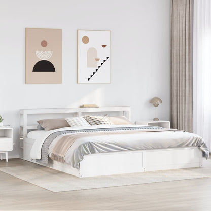 Bed Frame with Headboard White 200x200 cm Solid Wood Pine