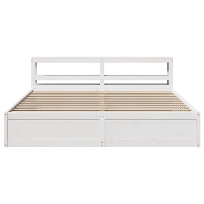 Bed Frame with Headboard White 200x200 cm Solid Wood Pine