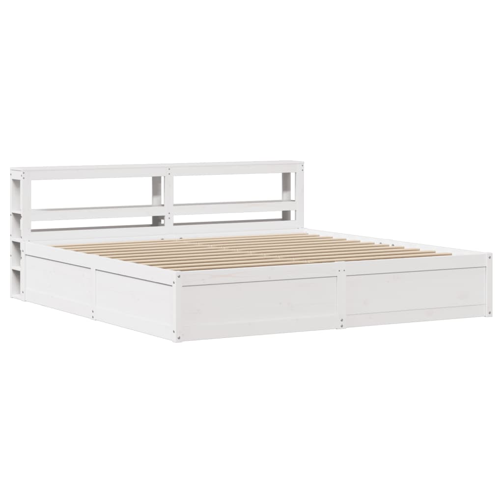 Bed Frame with Headboard White 180x200 cm Super King Solid Wood Pine