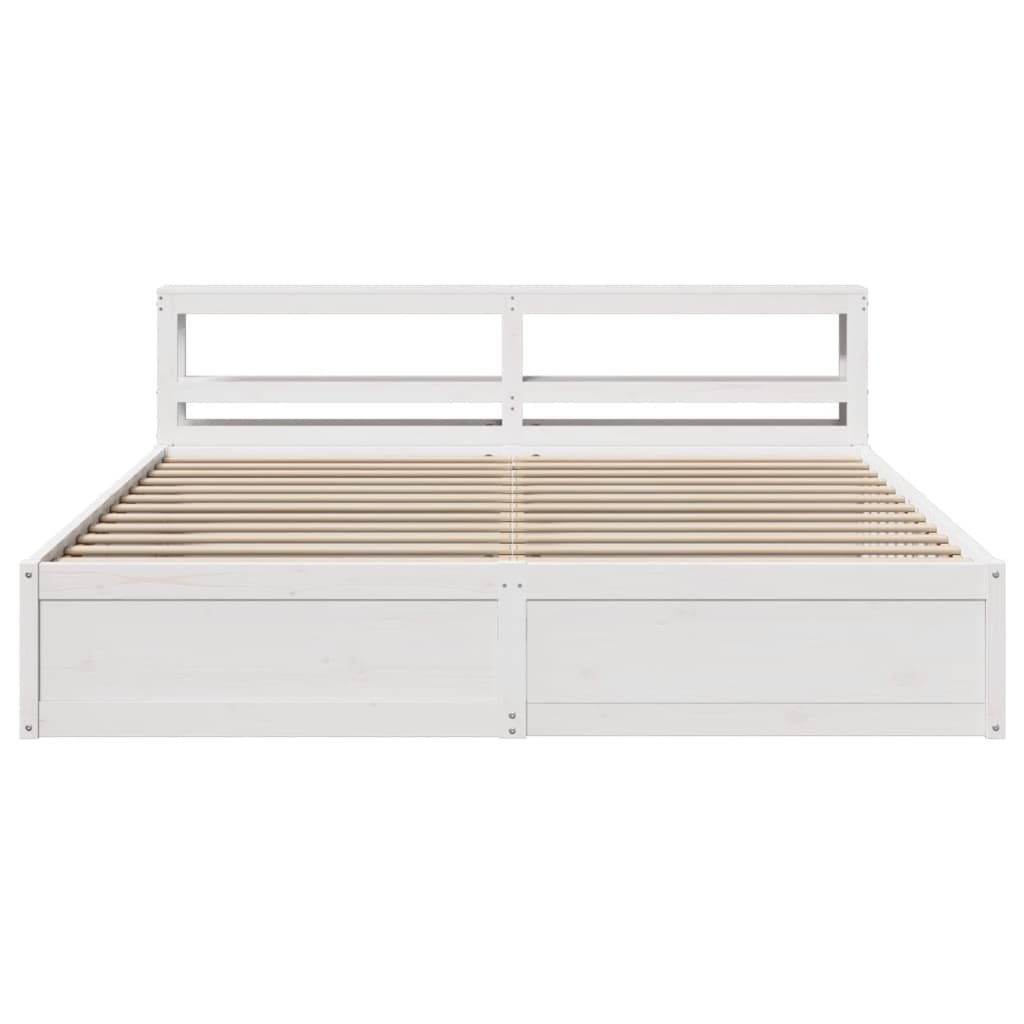 Bed Frame with Headboard White 180x200 cm Super King Solid Wood Pine
