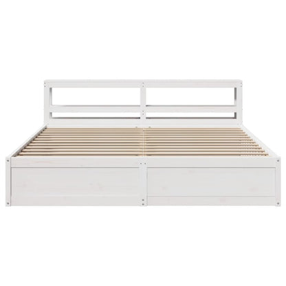 Bed Frame with Headboard White 180x200 cm Super King Solid Wood Pine