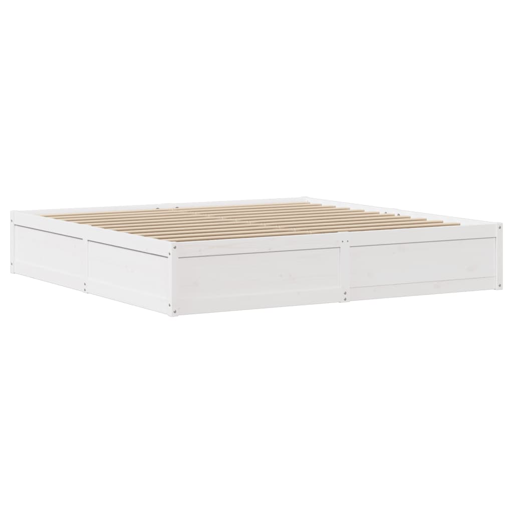 Bed Frame with Headboard White 180x200 cm Super King Solid Wood Pine