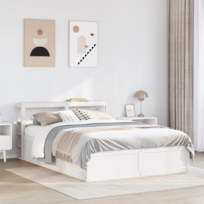 Bed Frame with Headboard White 160x200 cm Solid Wood Pine