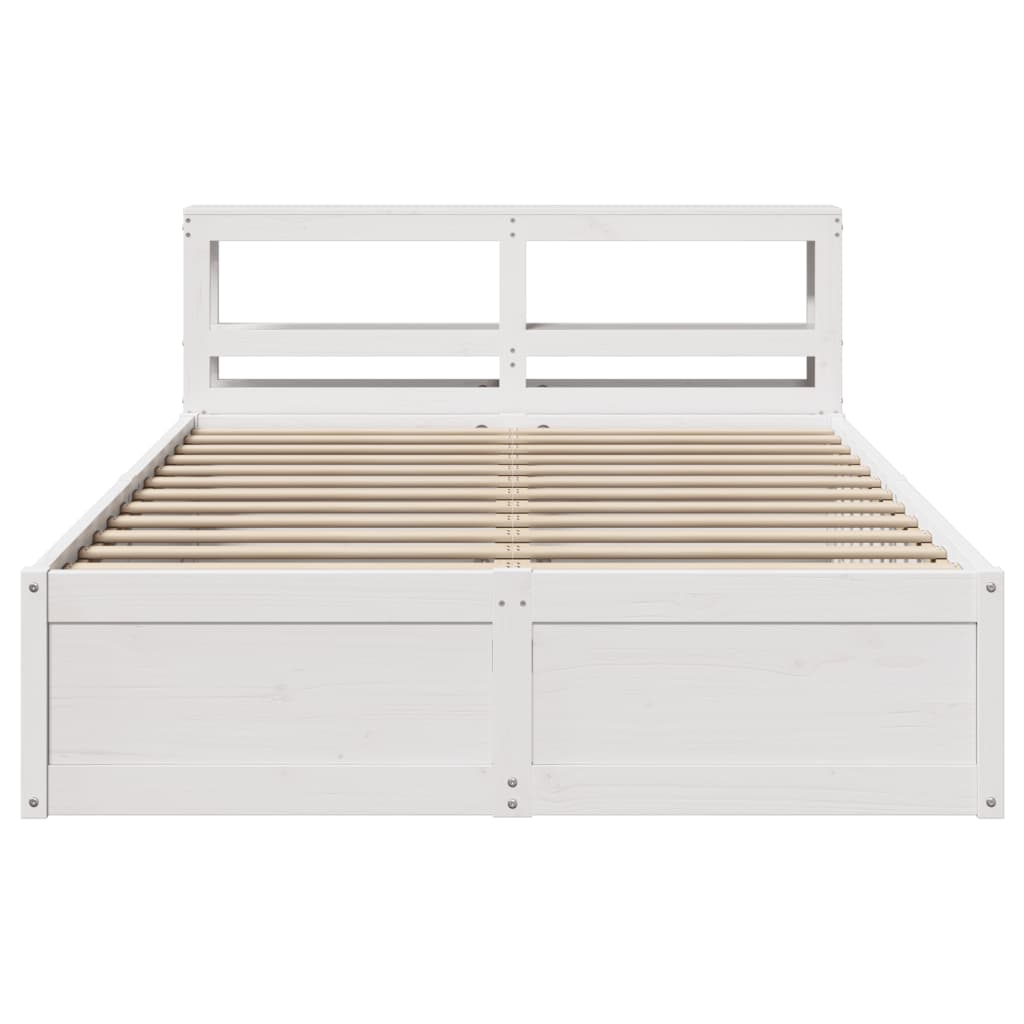 Bed Frame with Headboard White 160x200 cm Solid Wood Pine