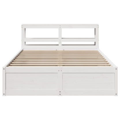 Bed Frame with Headboard White 160x200 cm Solid Wood Pine