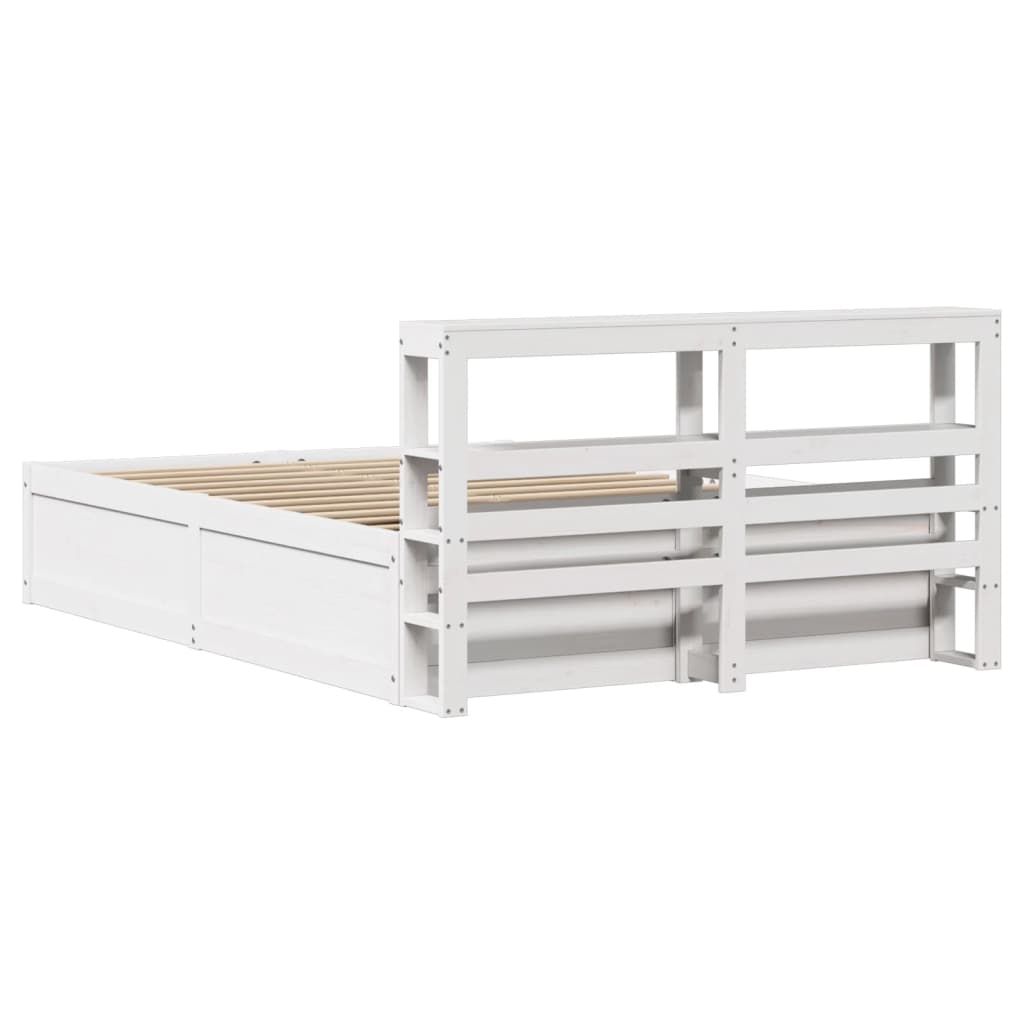 Bed Frame with Headboard White 160x200 cm Solid Wood Pine