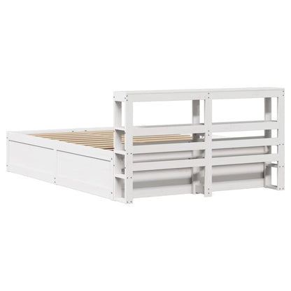 Bed Frame with Headboard White 160x200 cm Solid Wood Pine