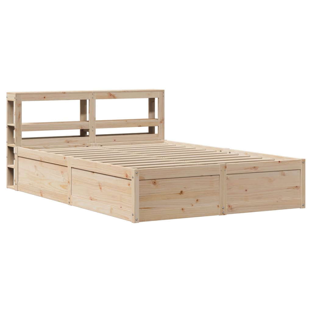 Bed Frame with Headboard 140x200 cm Solid Wood Pine