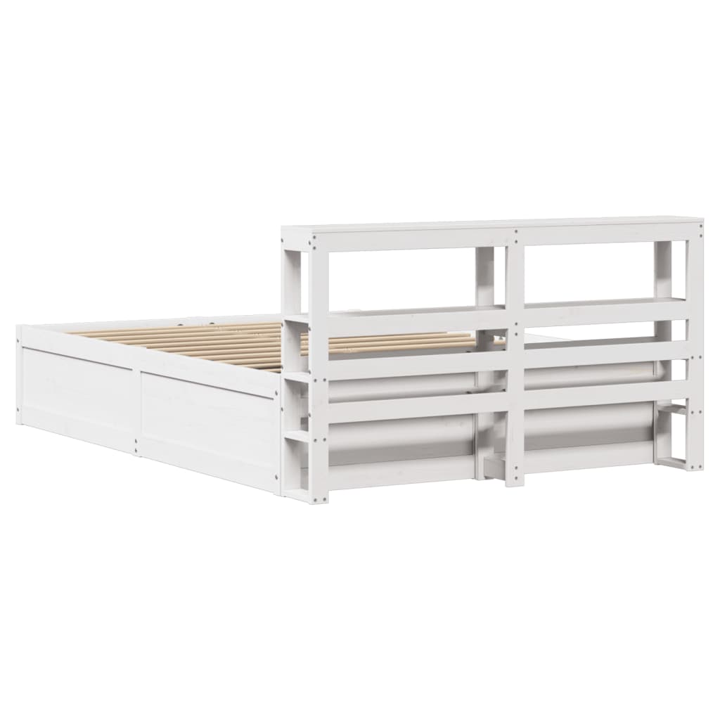 Bed Frame with Headboard White 120x200 cm Solid Wood Pine