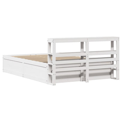 Bed Frame with Headboard White 120x200 cm Solid Wood Pine