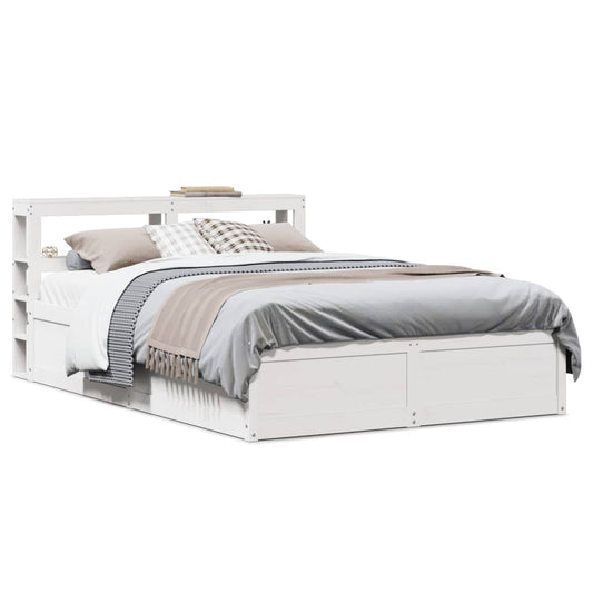 Bed Frame with Headboard White 120x200 cm Solid Wood Pine