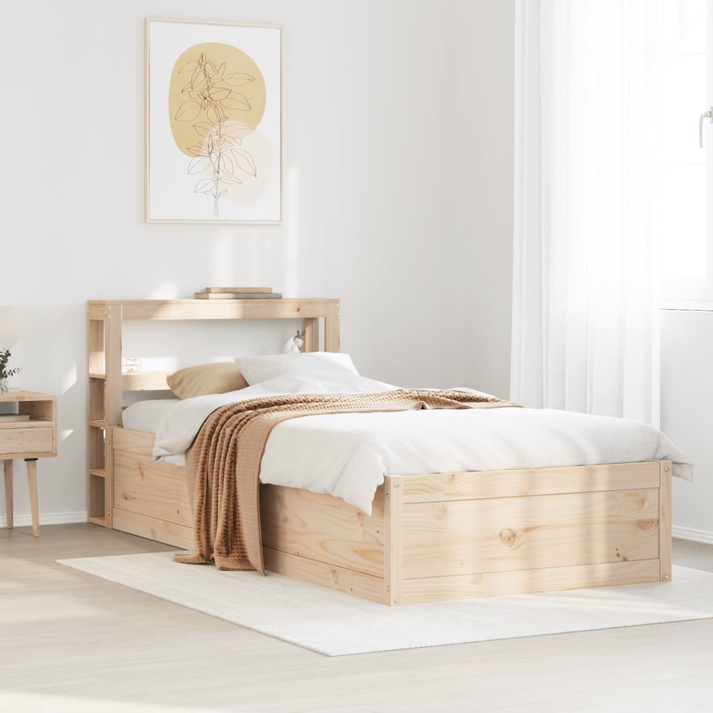 Bed Frame with Headboard 100x200 cm Solid Wood Pine