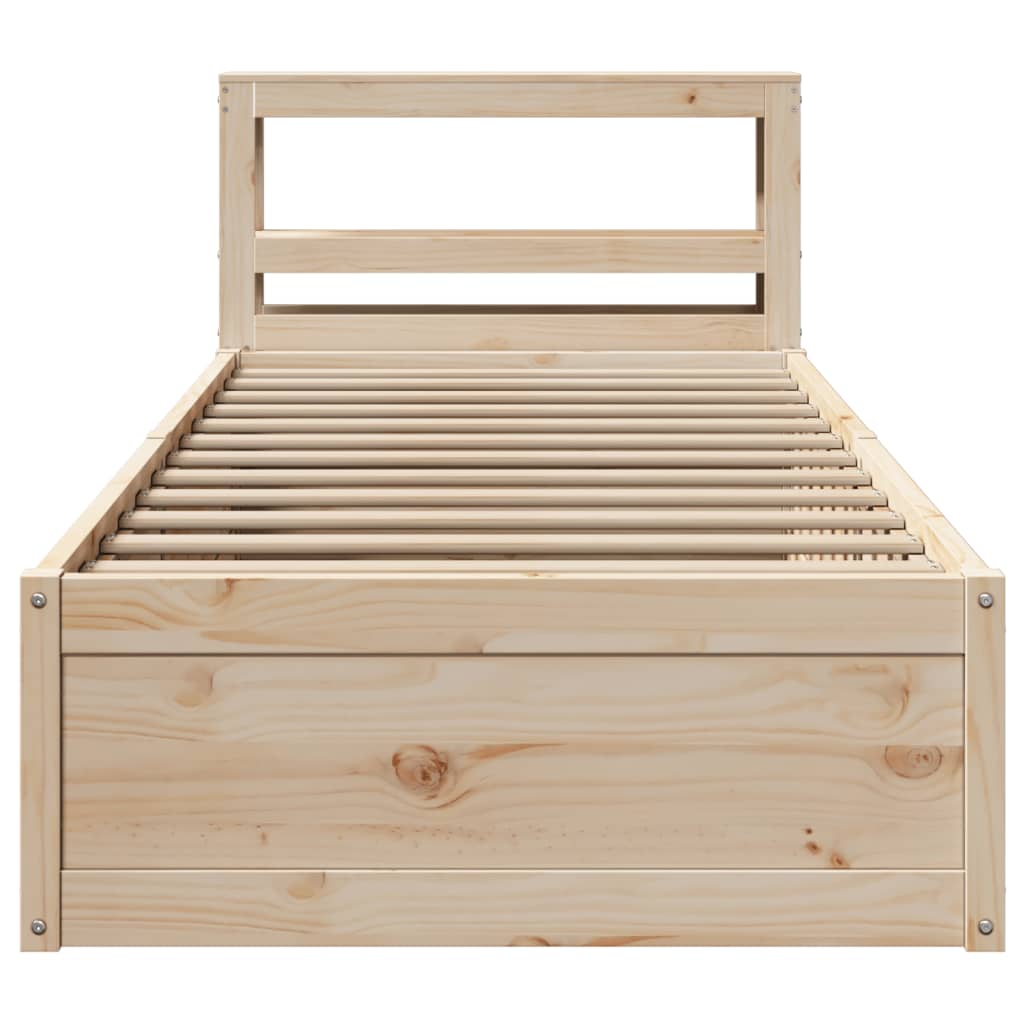 Bed Frame with Headboard 100x200 cm Solid Wood Pine