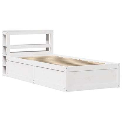 Bed Frame with Headboard White 90x200 cm Solid Wood Pine