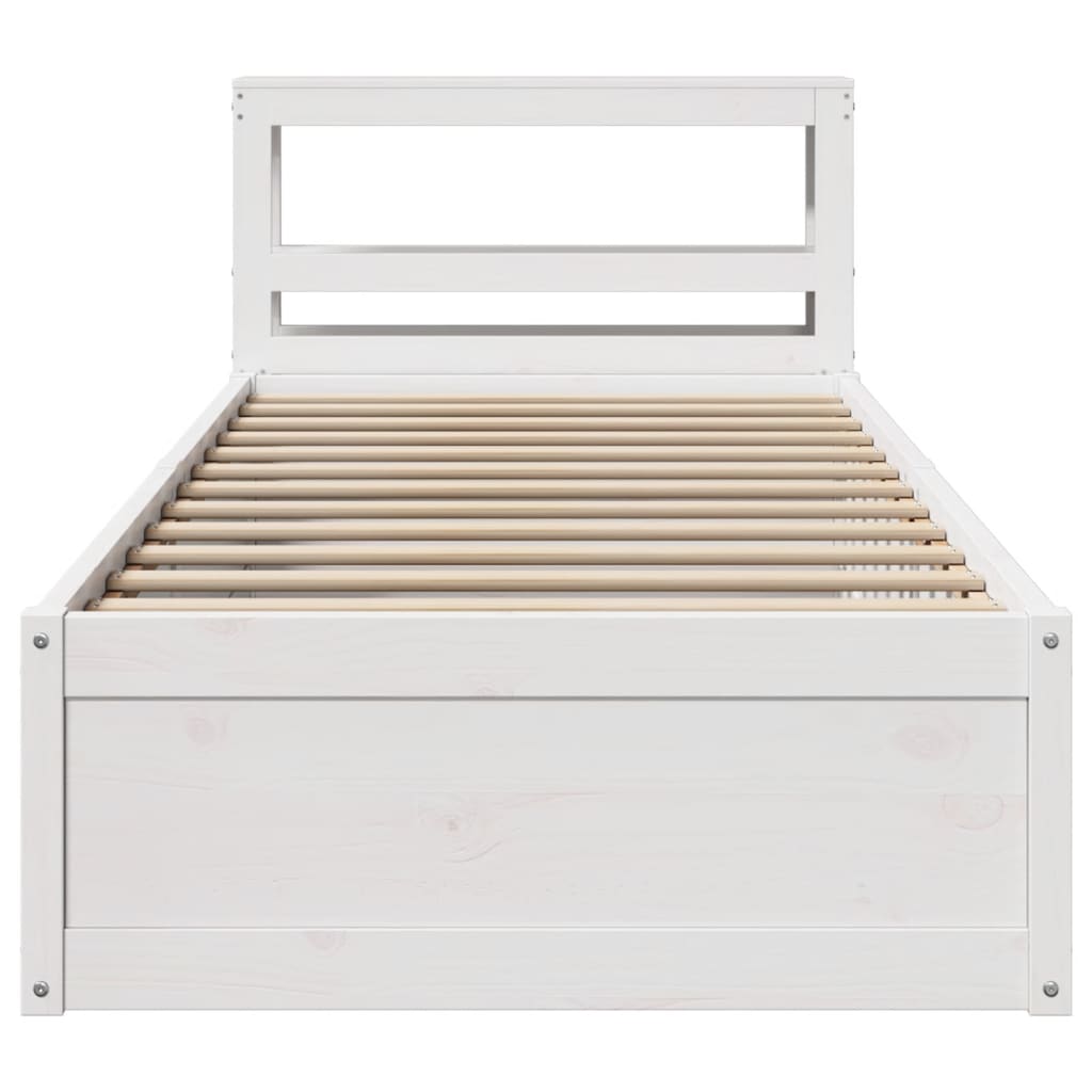 Bed Frame with Headboard White 90x200 cm Solid Wood Pine