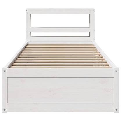 Bed Frame with Headboard White 90x200 cm Solid Wood Pine