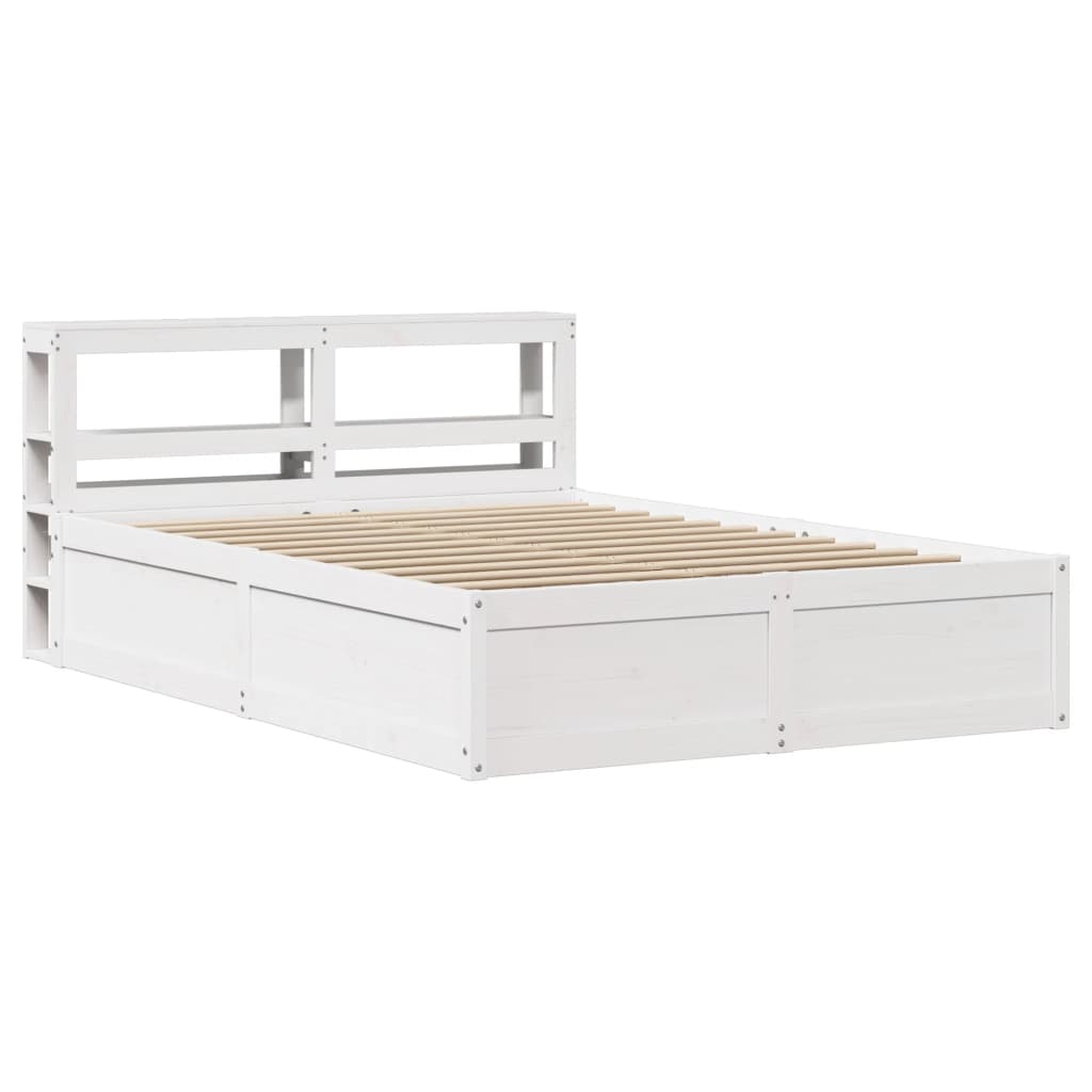 Bed Frame with Headboard White 120x190 cm Small Double Solid Wood Pine