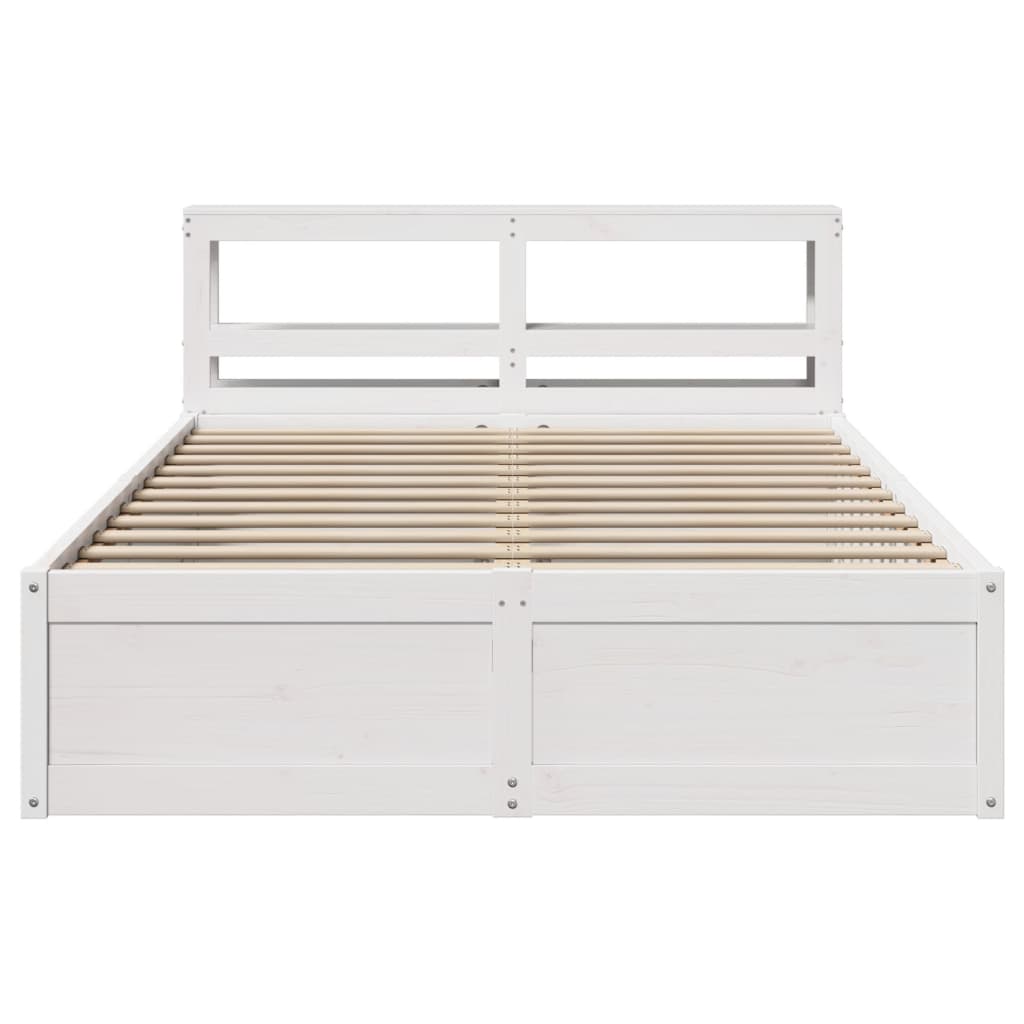 Bed Frame with Headboard White 120x190 cm Small Double Solid Wood Pine