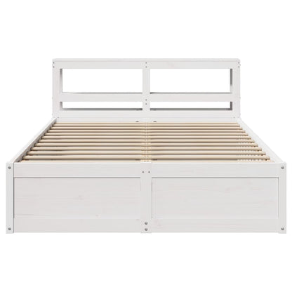 Bed Frame with Headboard White 120x190 cm Small Double Solid Wood Pine