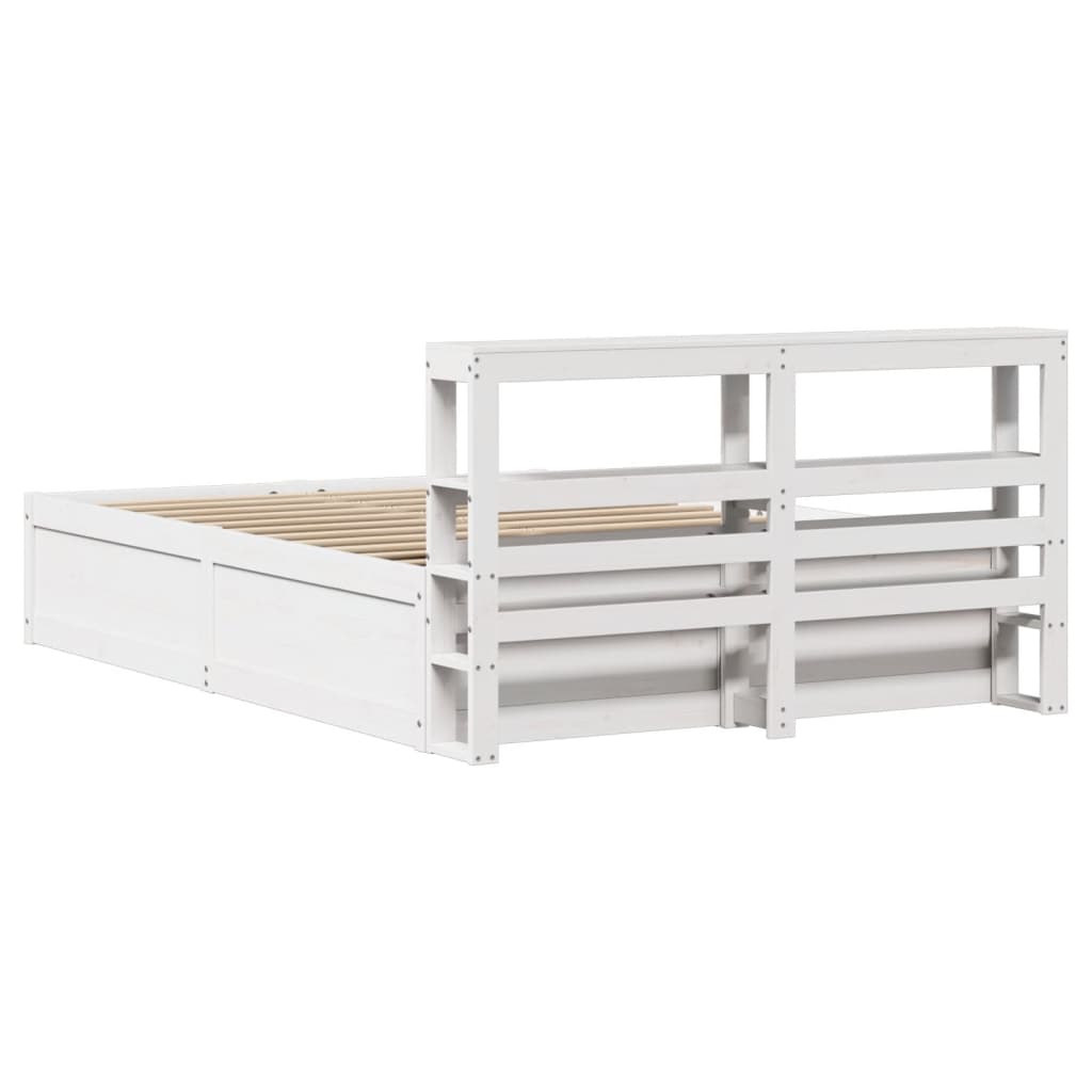 Bed Frame with Headboard White 120x190 cm Small Double Solid Wood Pine