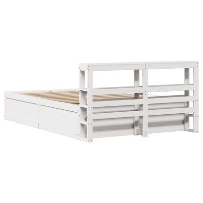 Bed Frame with Headboard White 120x190 cm Small Double Solid Wood Pine