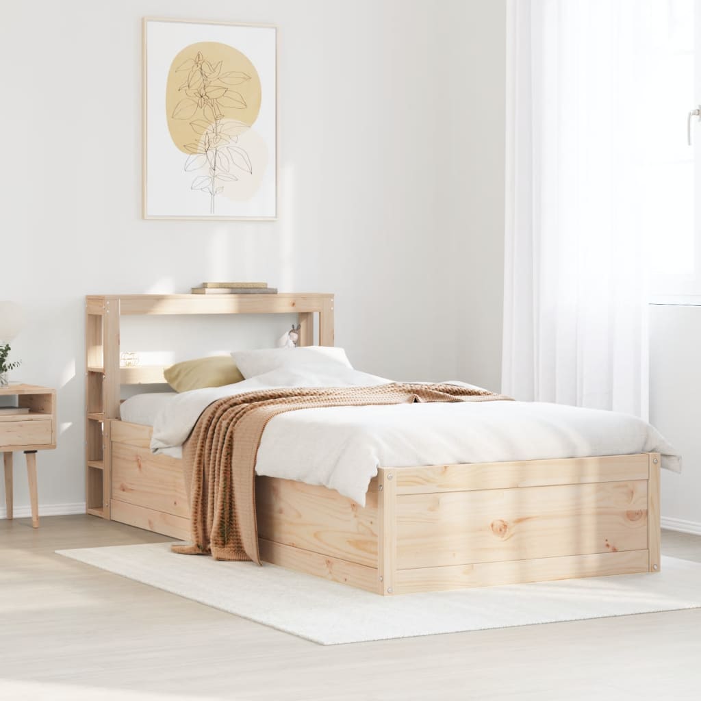 Bed Frame with Headboard 75x190 cm Small Single Solid Wood Pine