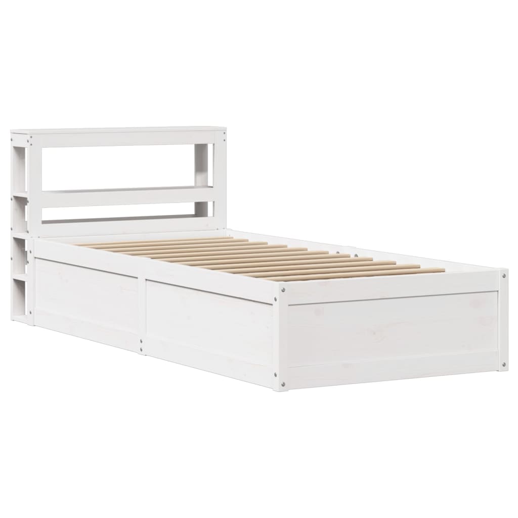 Bed Frame with Headboard White 75x190 cm Small Single Solid Wood Pine