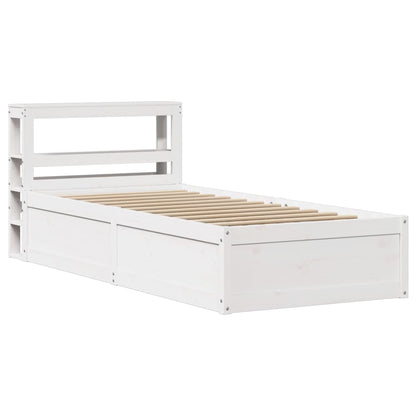 Bed Frame with Headboard White 75x190 cm Small Single Solid Wood Pine