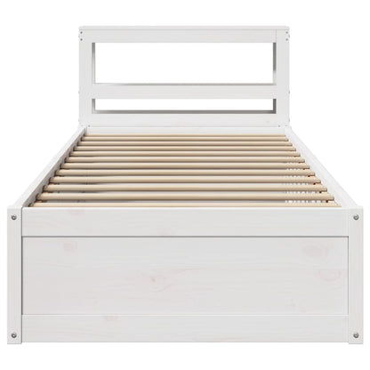 Bed Frame with Headboard White 75x190 cm Small Single Solid Wood Pine