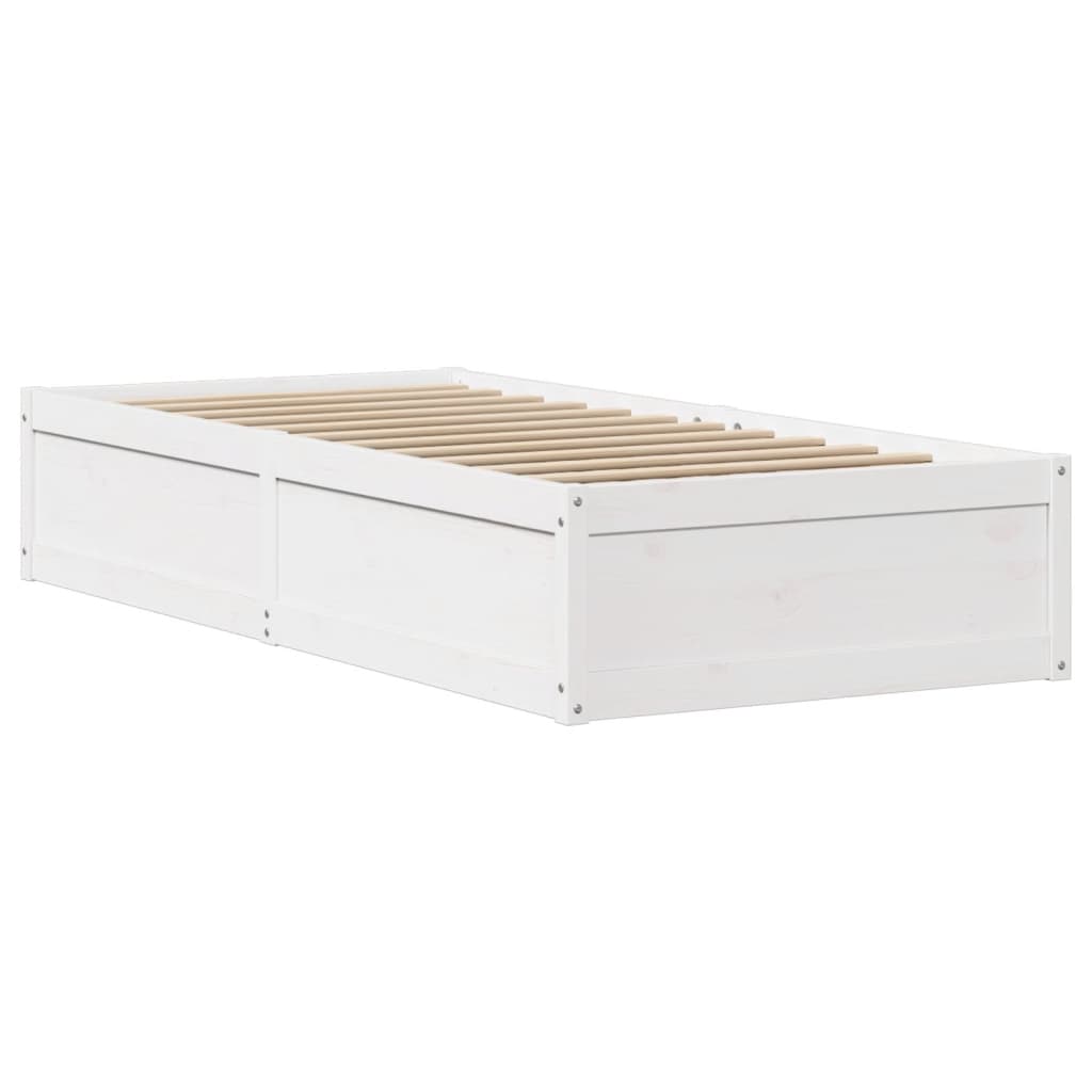 Bed Frame with Headboard White 75x190 cm Small Single Solid Wood Pine