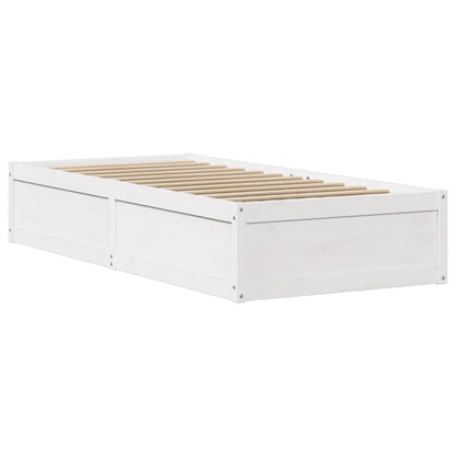 Bed Frame with Headboard White 75x190 cm Small Single Solid Wood Pine
