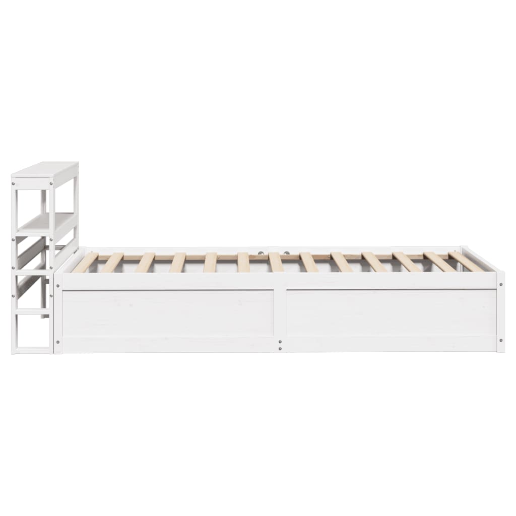 Bed Frame with Headboard White 75x190 cm Small Single Solid Wood Pine
